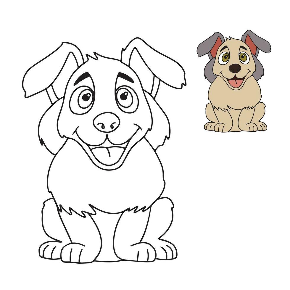 Dog Coloring Page, Cut Dog Character For Coloring Book. Puppy outline. Cartoon little dog. Coloring book. Cartoon vector illustration