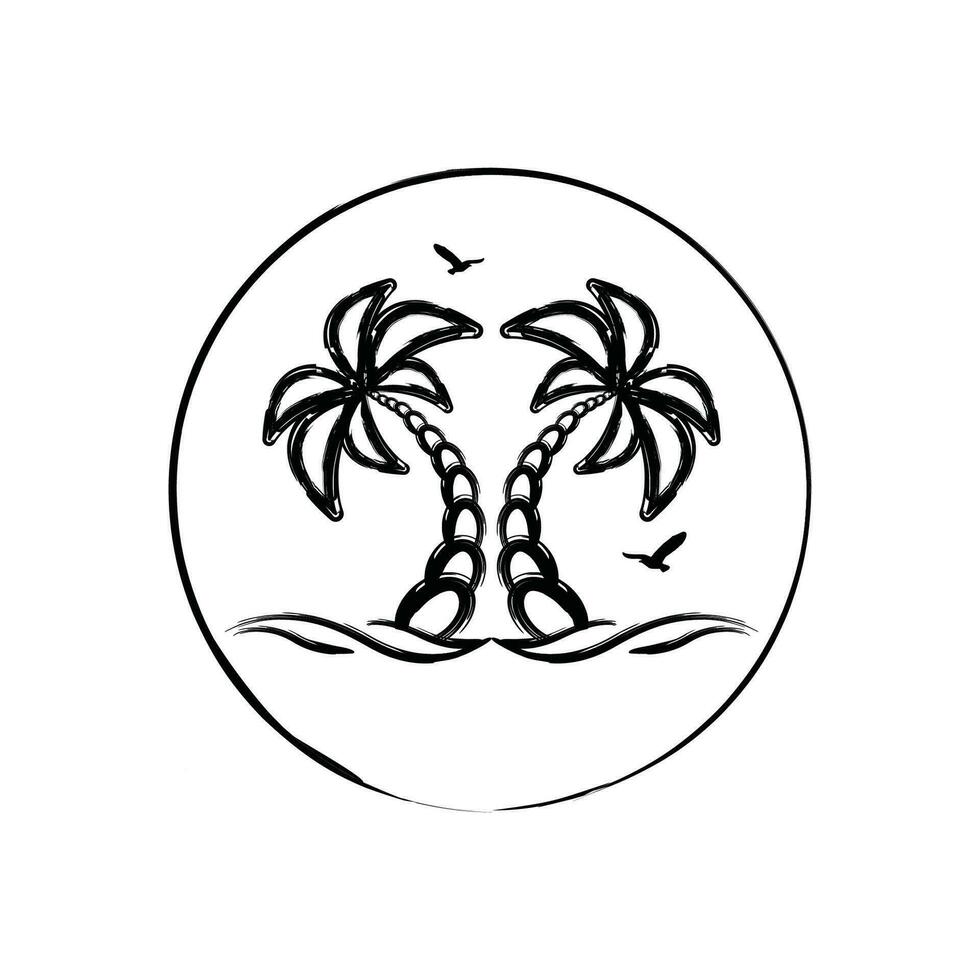 Palm tree vector illustration on white background silhouette.