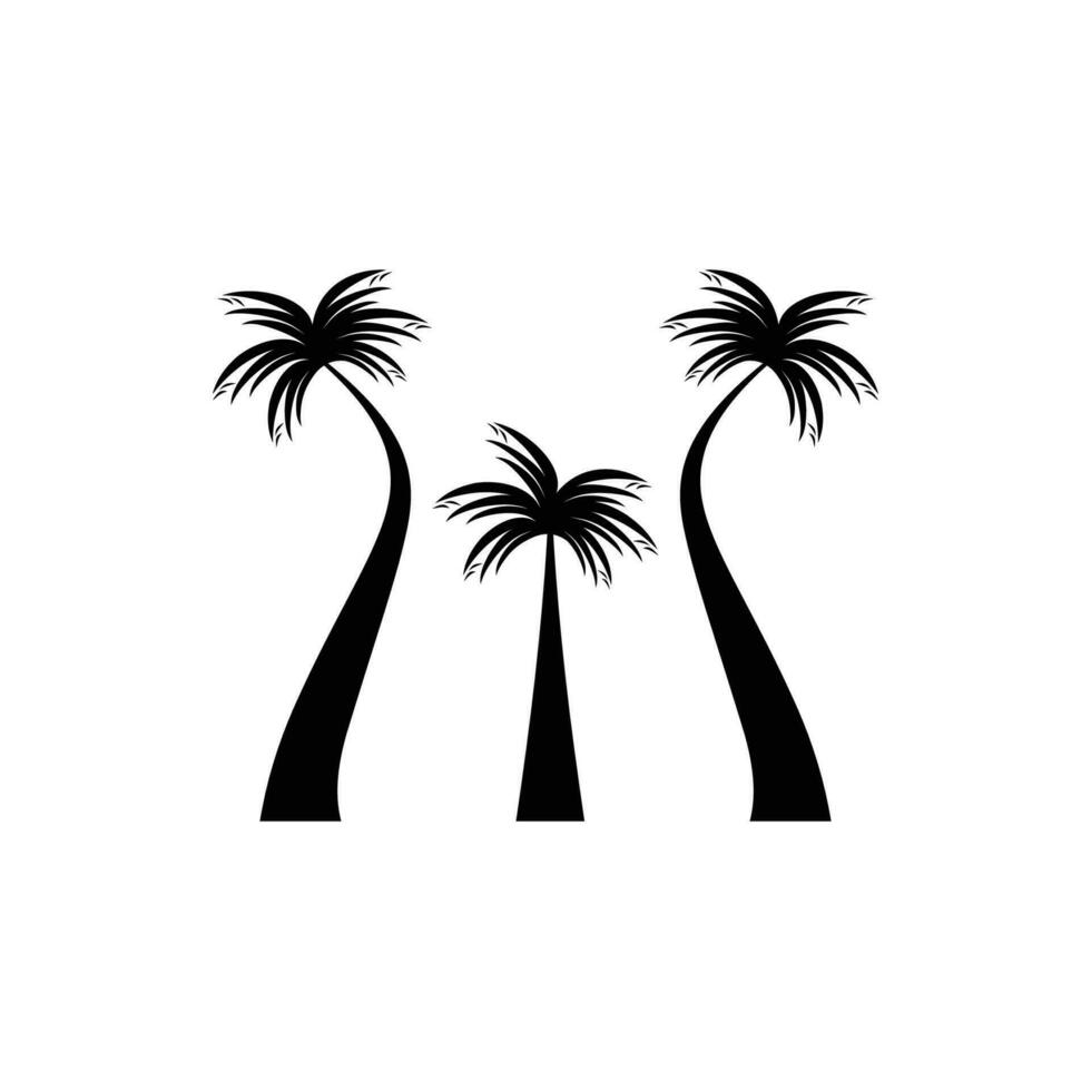 Palm tree set vector illustration on white background silhouette.