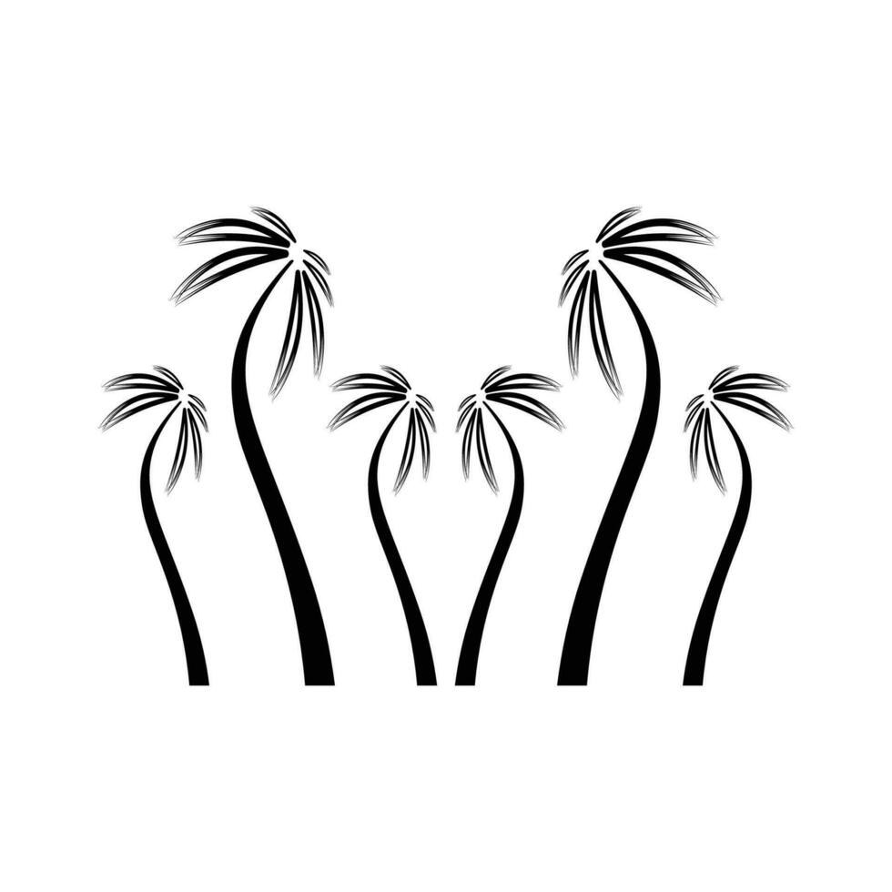 Palm tree set vector illustration on white background silhouette.