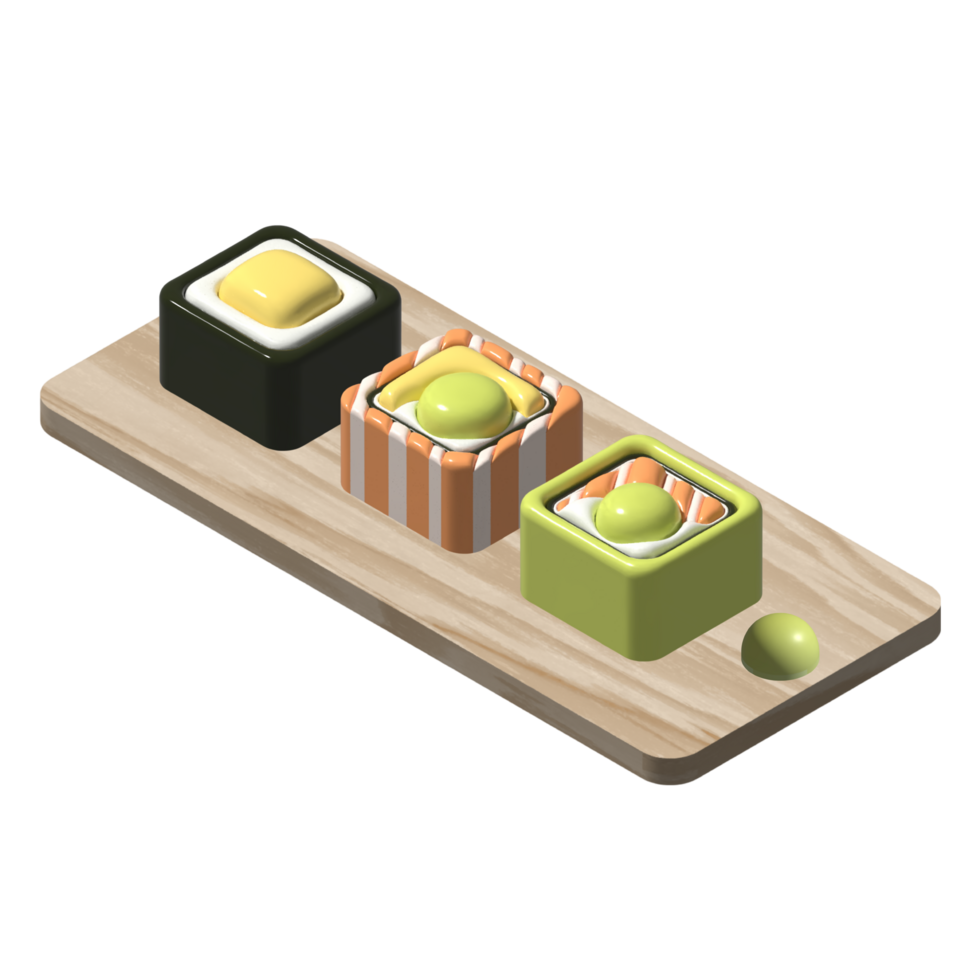 3d Sushi ensemble png