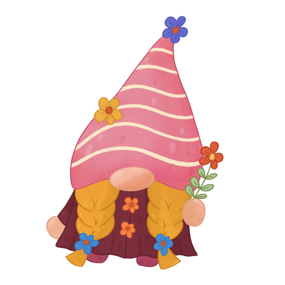 gnome avec fleurs png