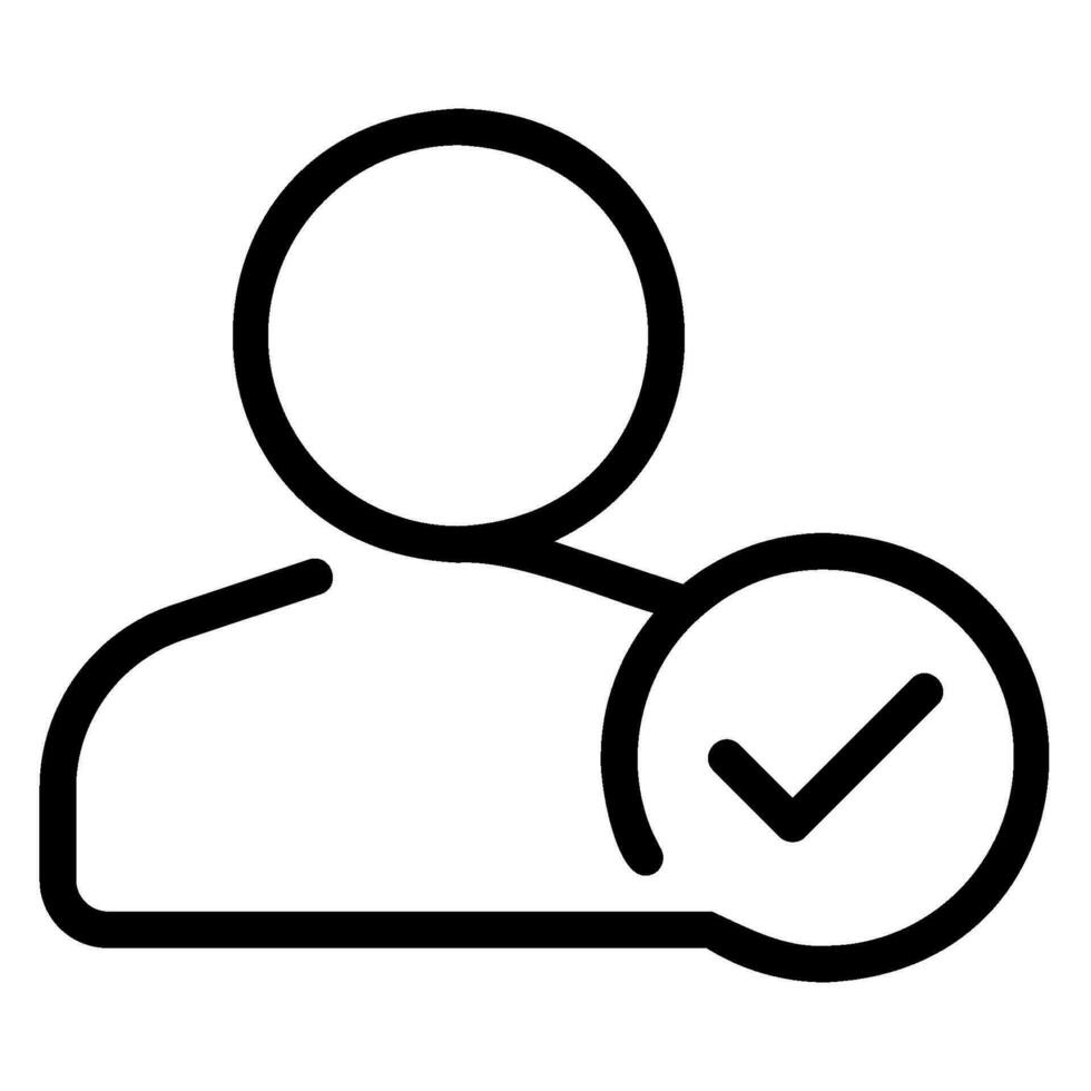 a black and white icon of a person with a check mark vector