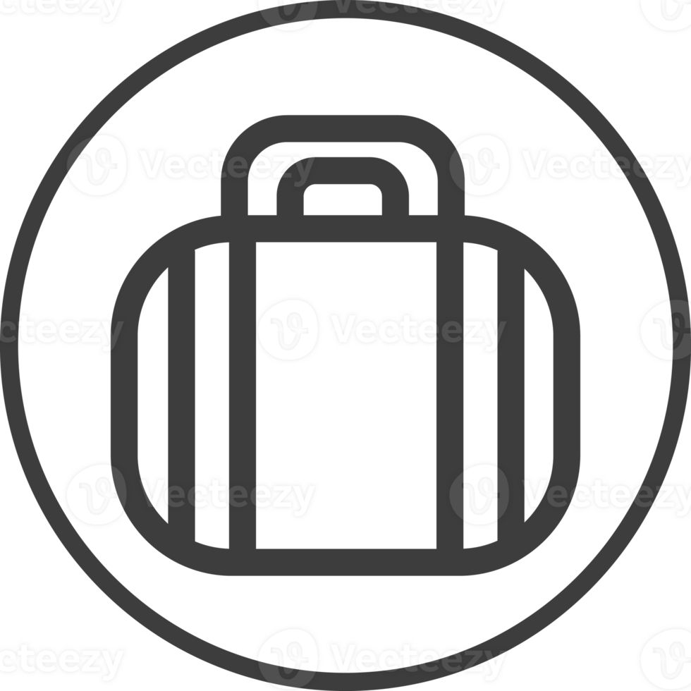 travel luggage icon in thin line black circle frames. png