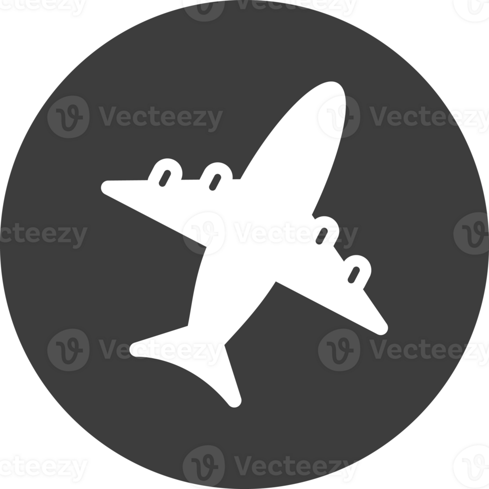 Airplane icon in black circle. png