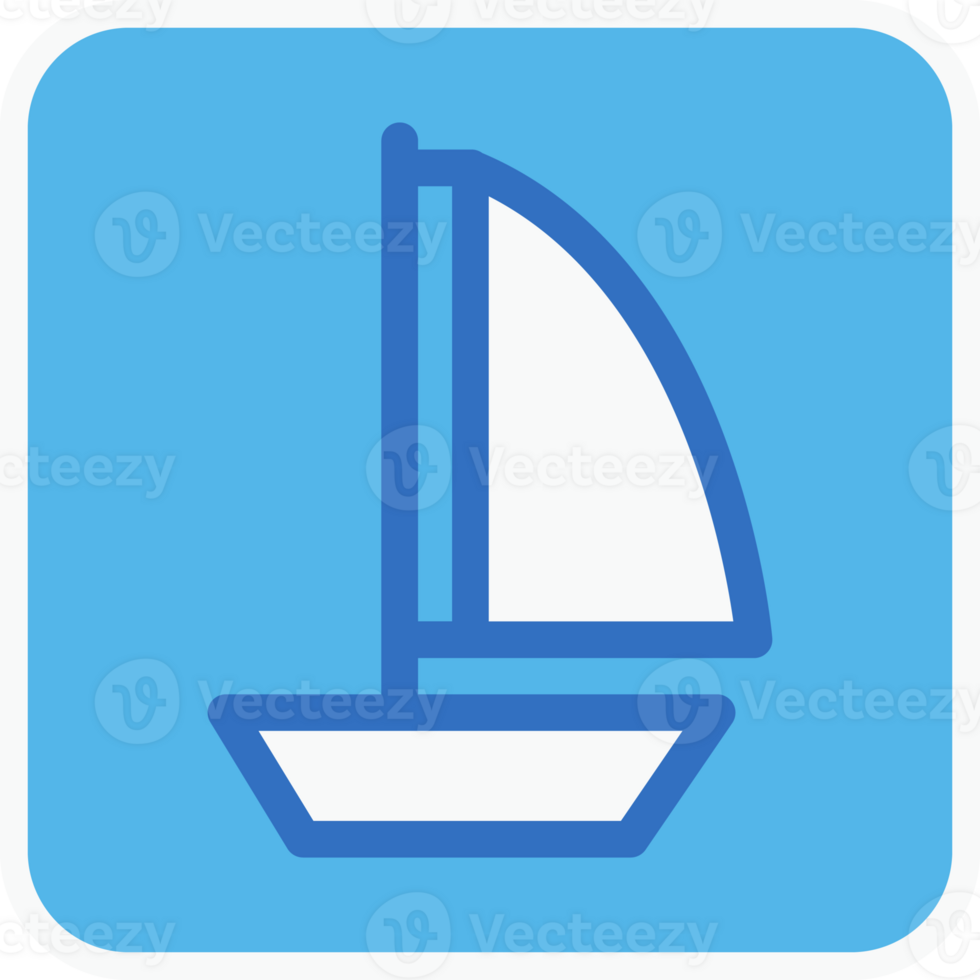 sailboat flat icon in blue square. png