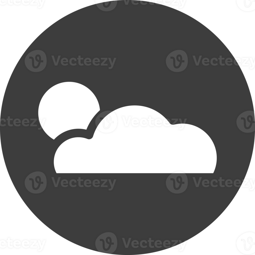 cloud and sun icon in black circle. png