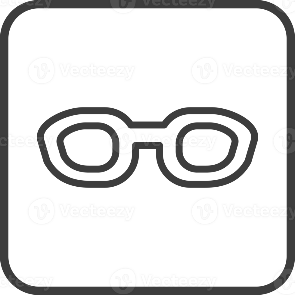 sunglasses icon in thin line black square frames. png