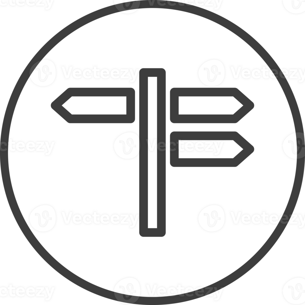 road signs icon in thin line black circle frames. png