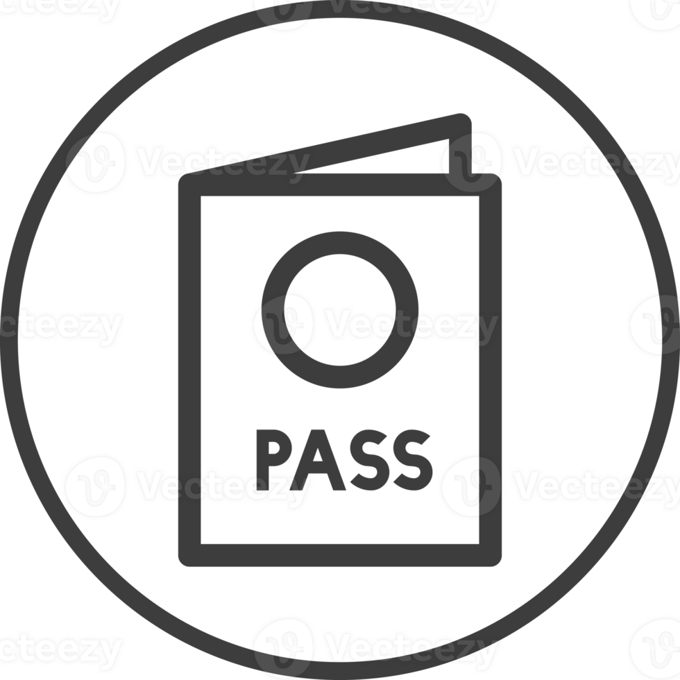 passport icon in thin line black circle frames. png