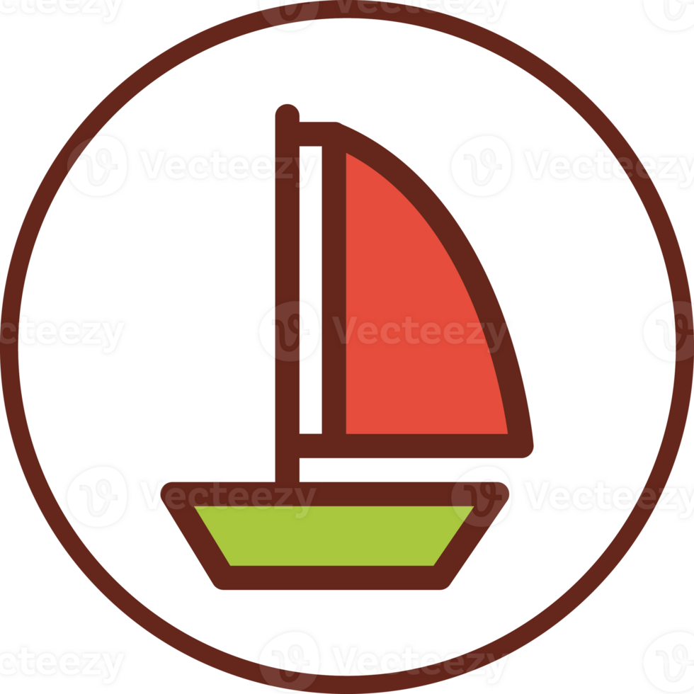 sailboat flat icon in circle. png