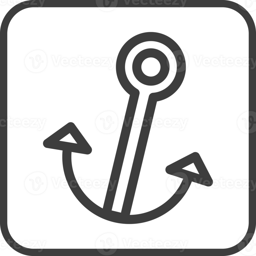 anchor icon in thin line black square frames. png