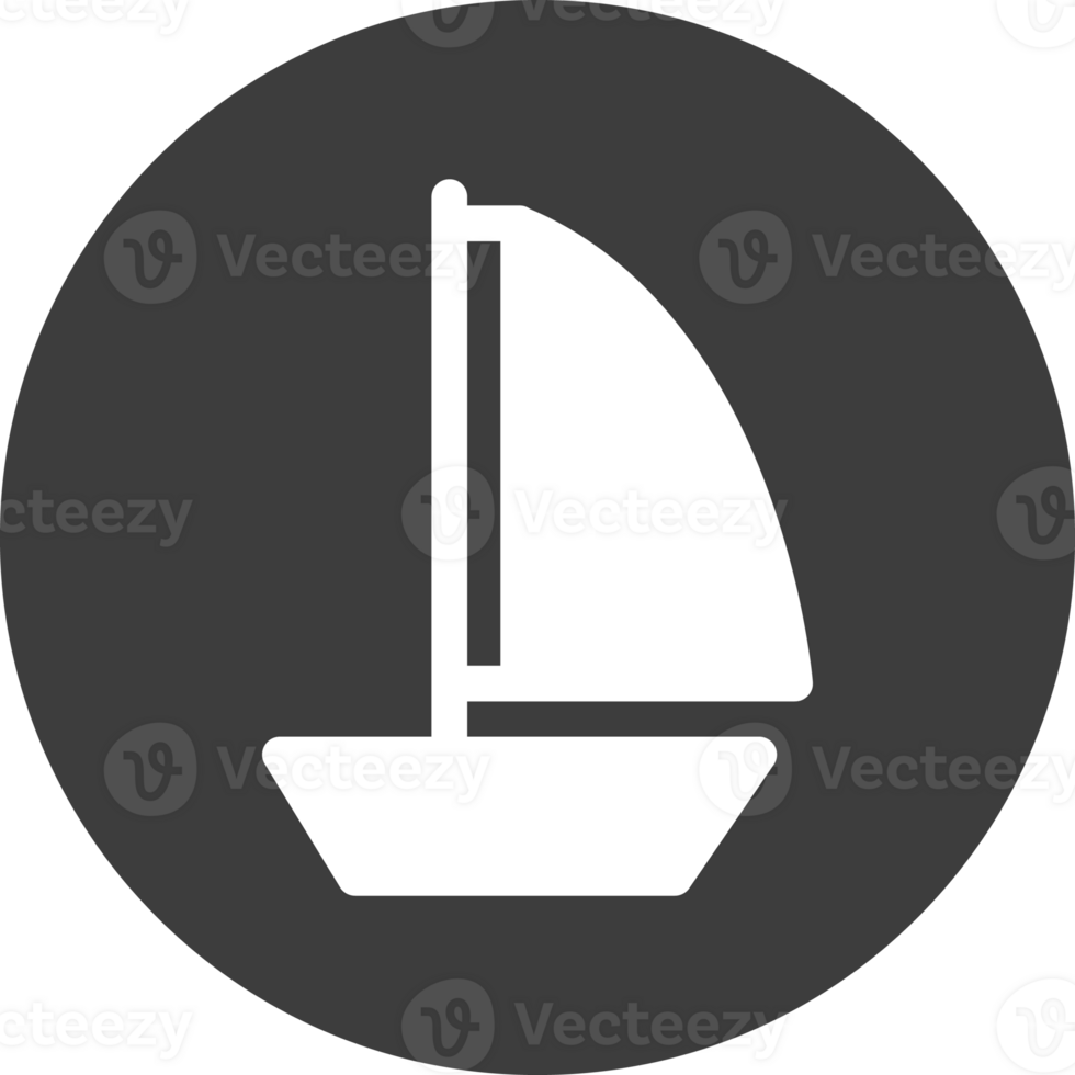 sailboat icon in black circle. png