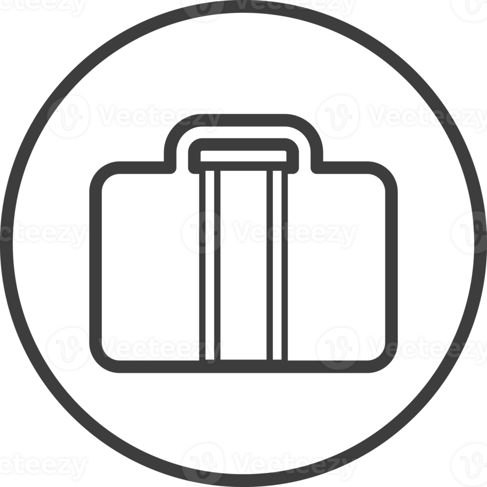 hand luggage icon in thin line black circle frames. png