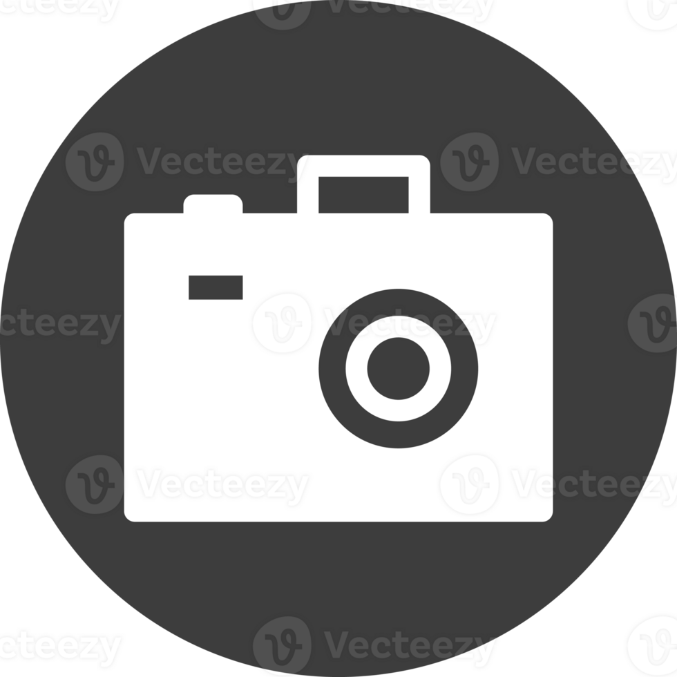 camera icon in black circle. png