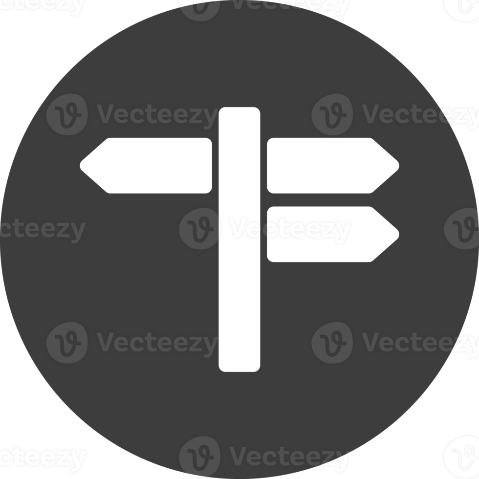 road signs icon in black circle. png