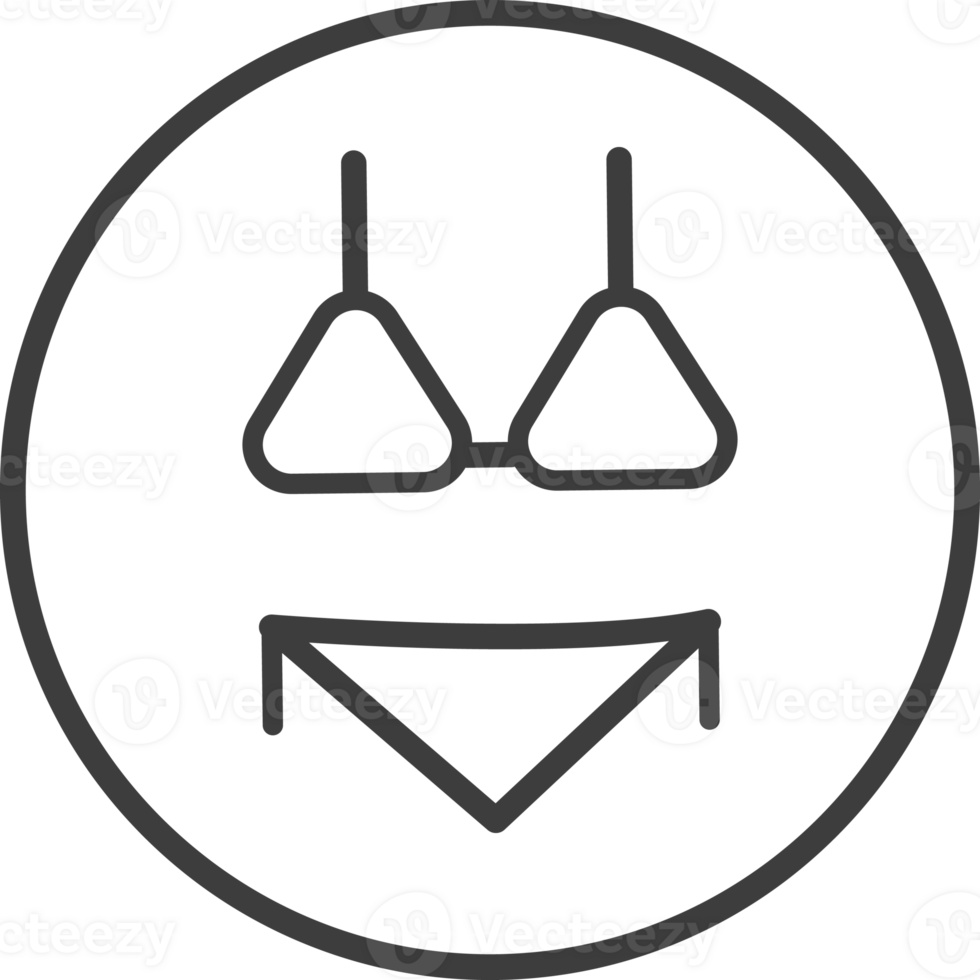 bikini icon in thin line black circle frames. png