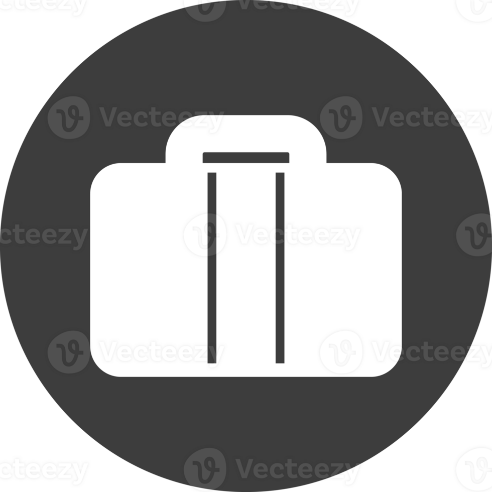 hand luggage icon in black circle. png