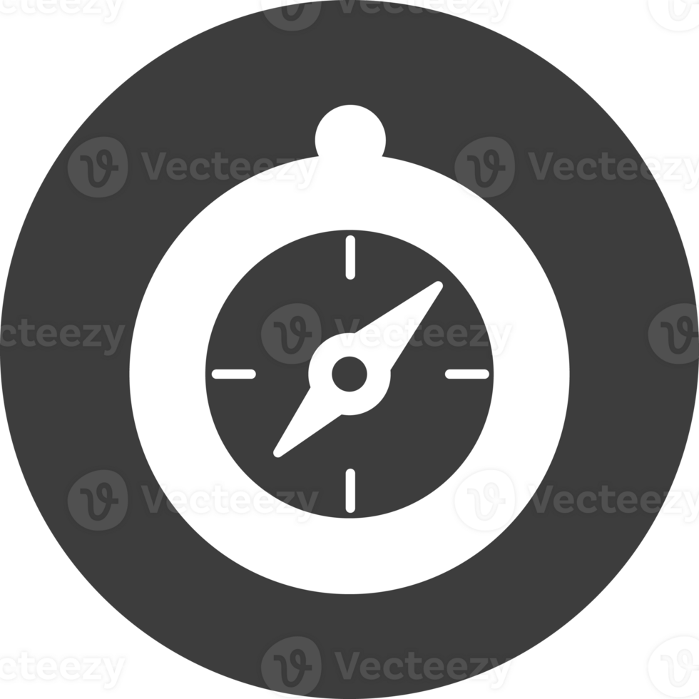 compass icon in black circle. png
