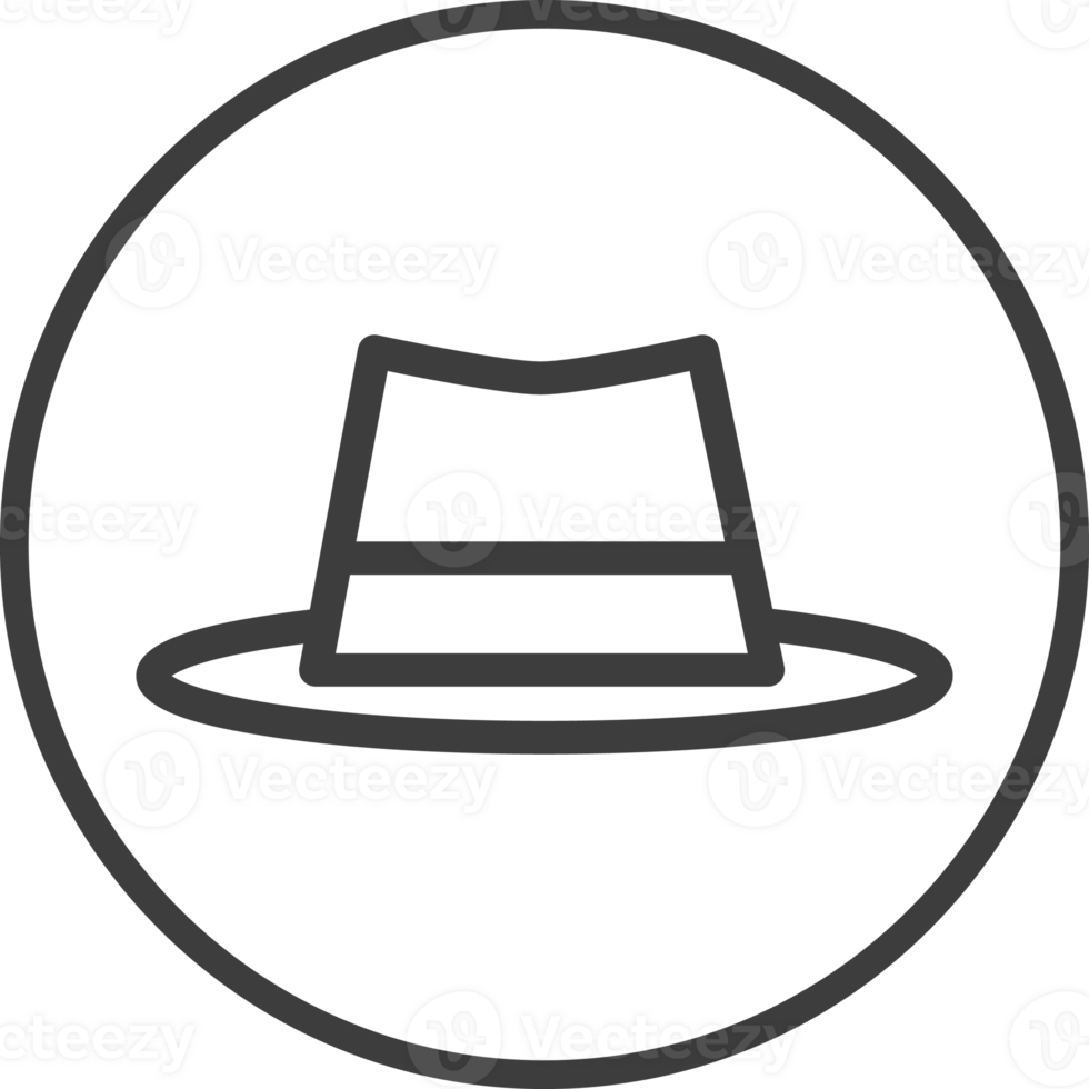 hat icon in thin line black circle frames. png