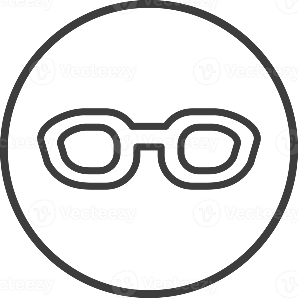 sunglasses icon in thin line black circle frames. png