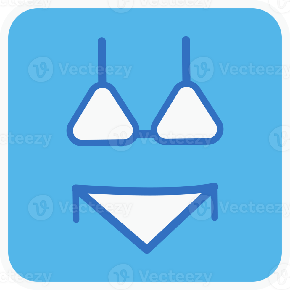 bikini flat icon in blue square. png