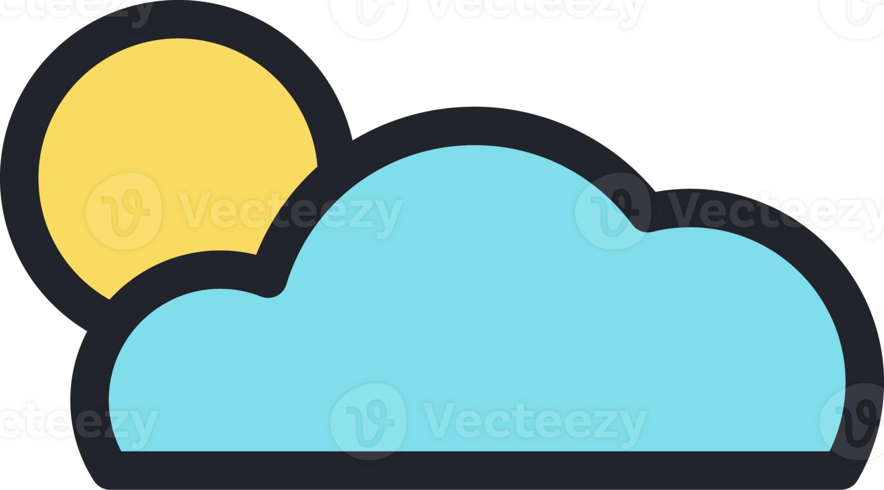 cloud and sun flat icon. png