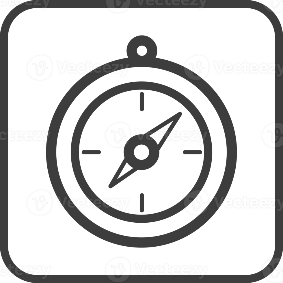 compass icon in thin line black square frames. png