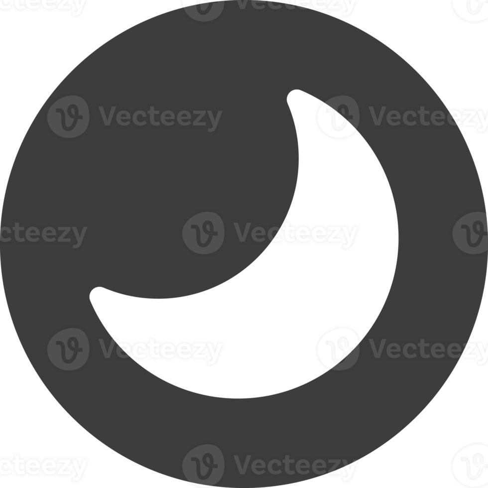 crescent moon icon in black circle. png