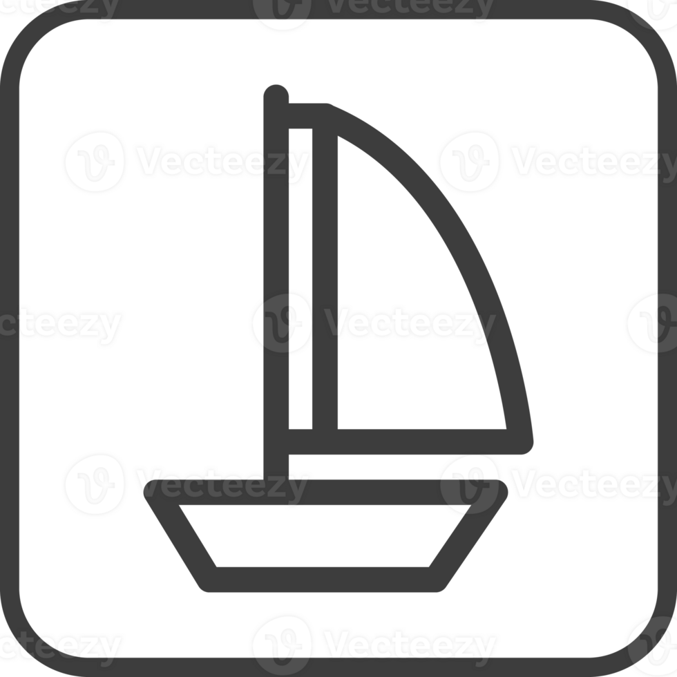 sailboat icon in thin line black square frames. png