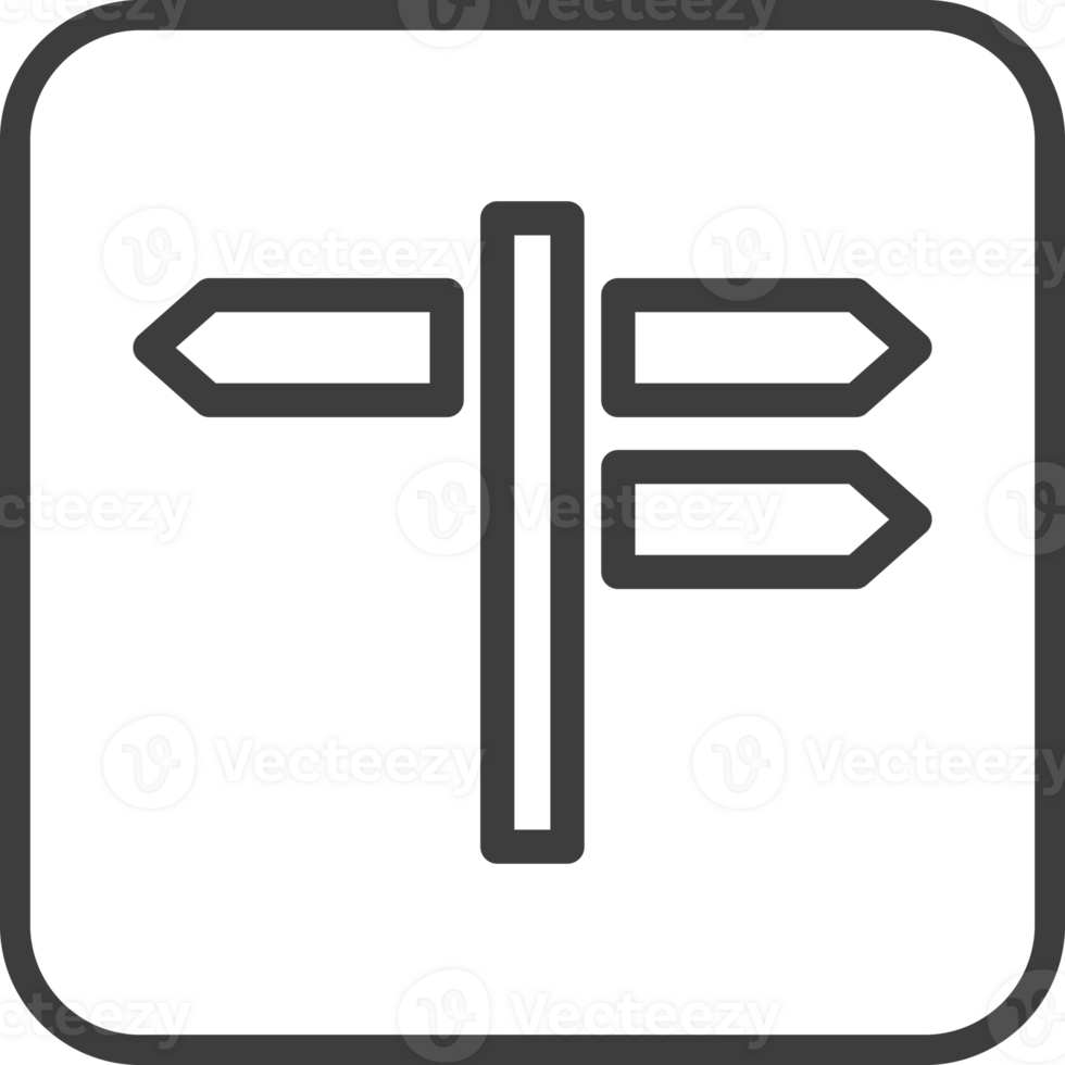 road signs icon in thin line black square frames. png