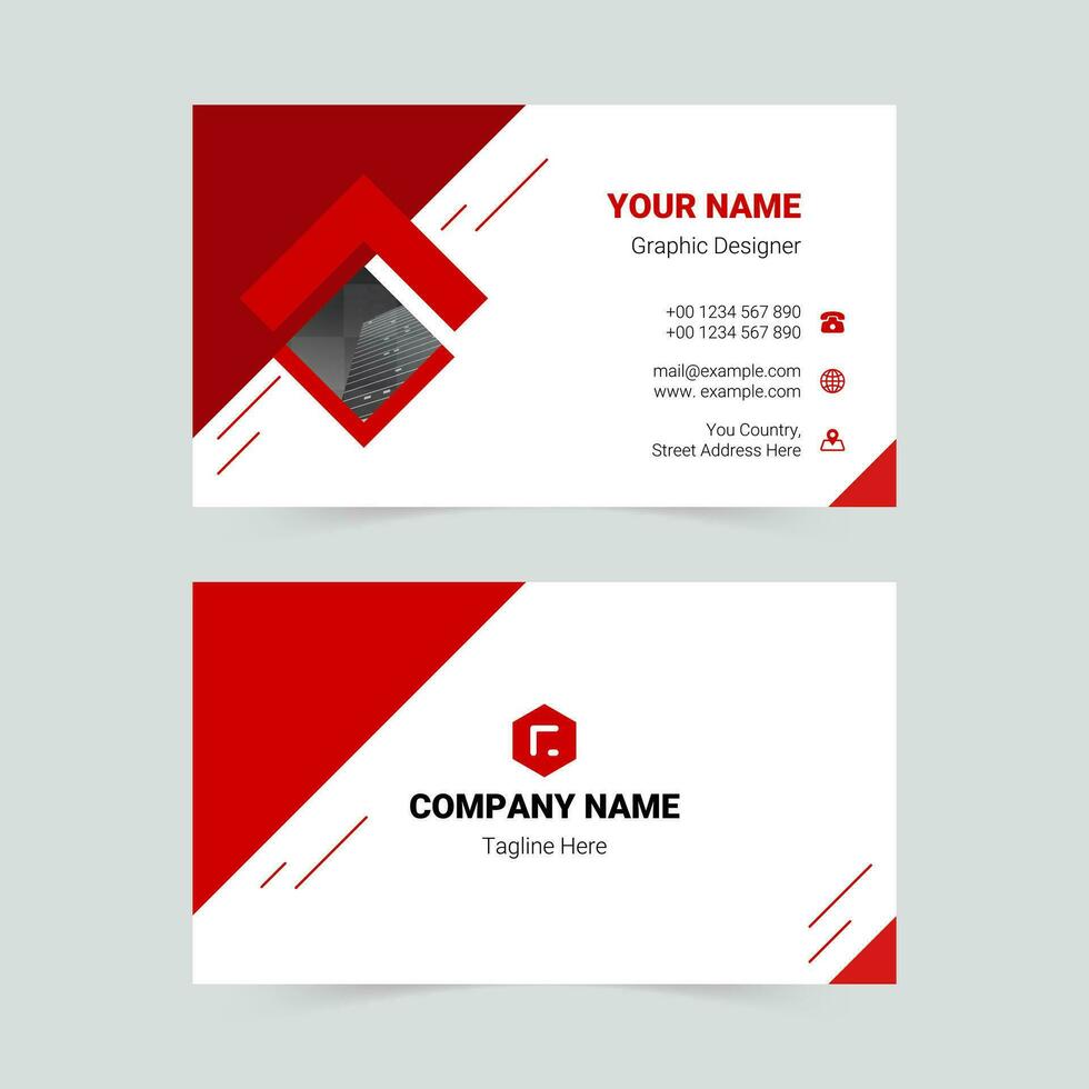 Red modern business card template vector