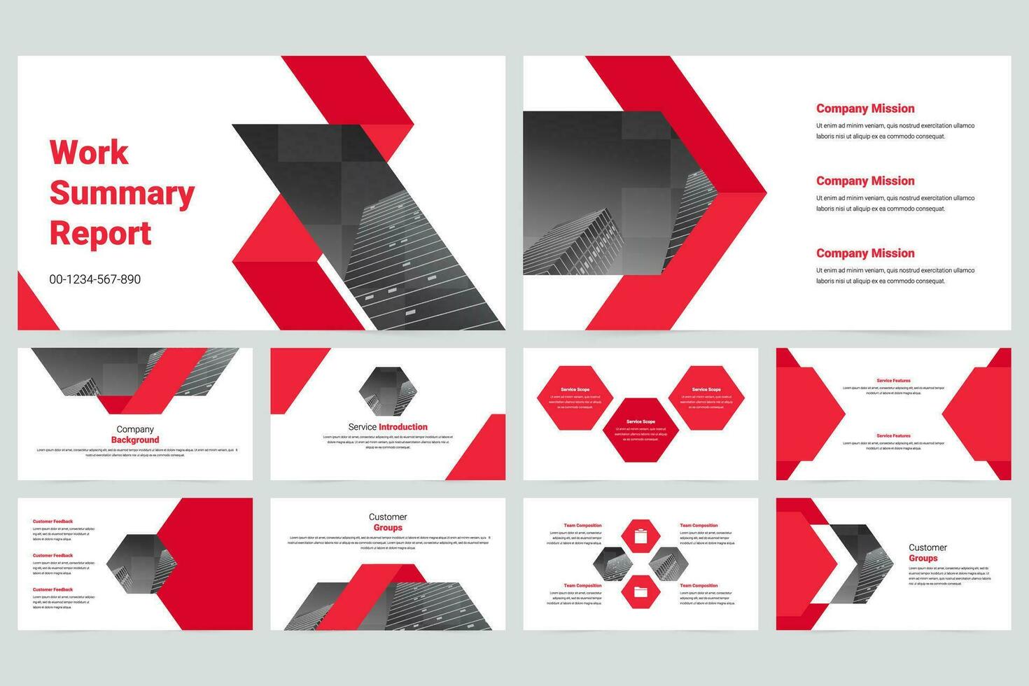 Modern business work report slide presentation templates vector