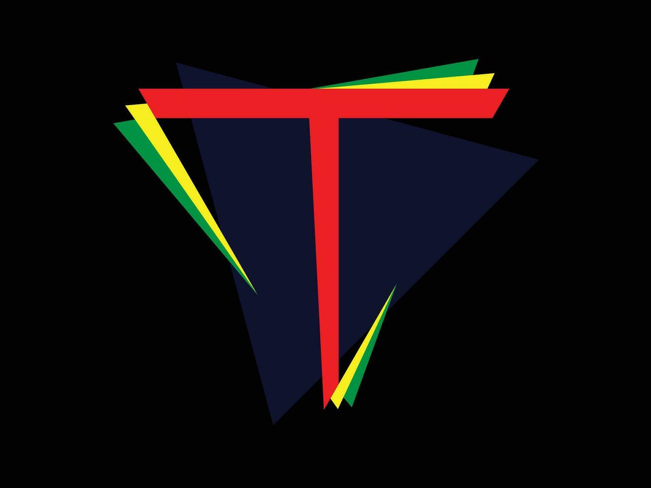 t letra y triángulo logo vector