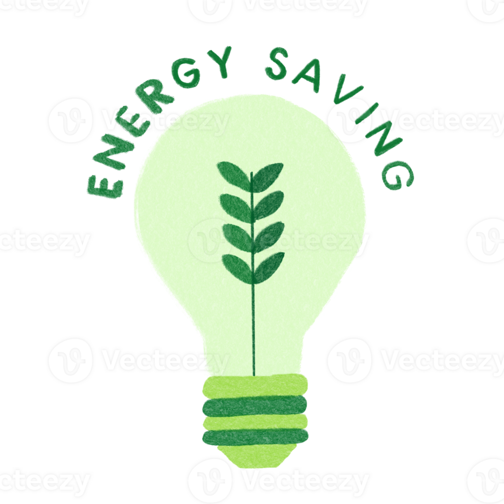 Energy Saving Bulb Hand Drawn Doodle Decoration Element png
