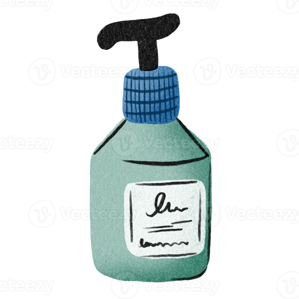 Bathroom Self Care Liquid Soap Shampoo Conditioner Illustration Hand