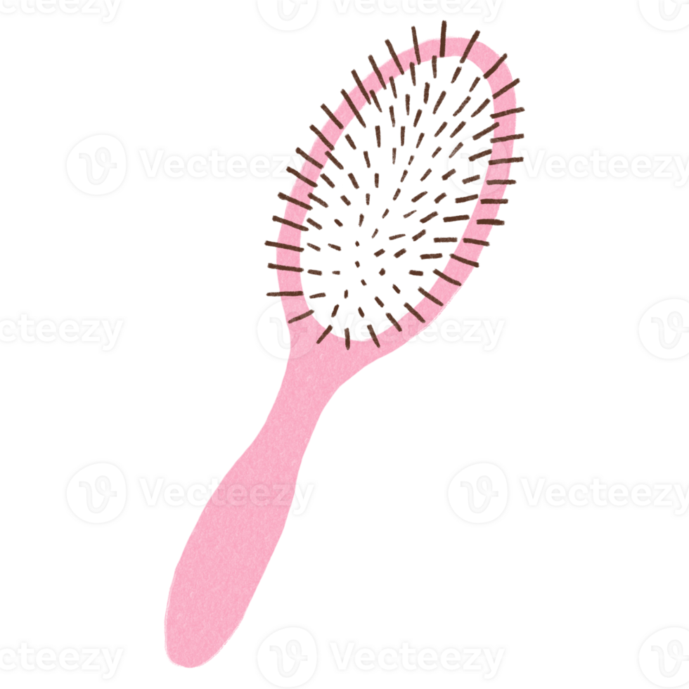 Beauty Pink Hair Brush Decorative Hand Drawn Illustration Elements png
