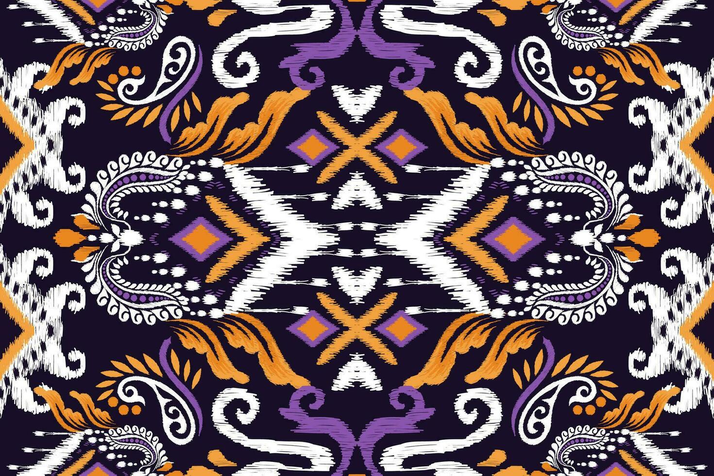 ikat floral cachemir bordado en negro fondo.ikat étnico oriental sin costura modelo tradicional.azteca estilo resumen vector ilustración.diseño para textura,tela,ropa,envoltura,decoración.