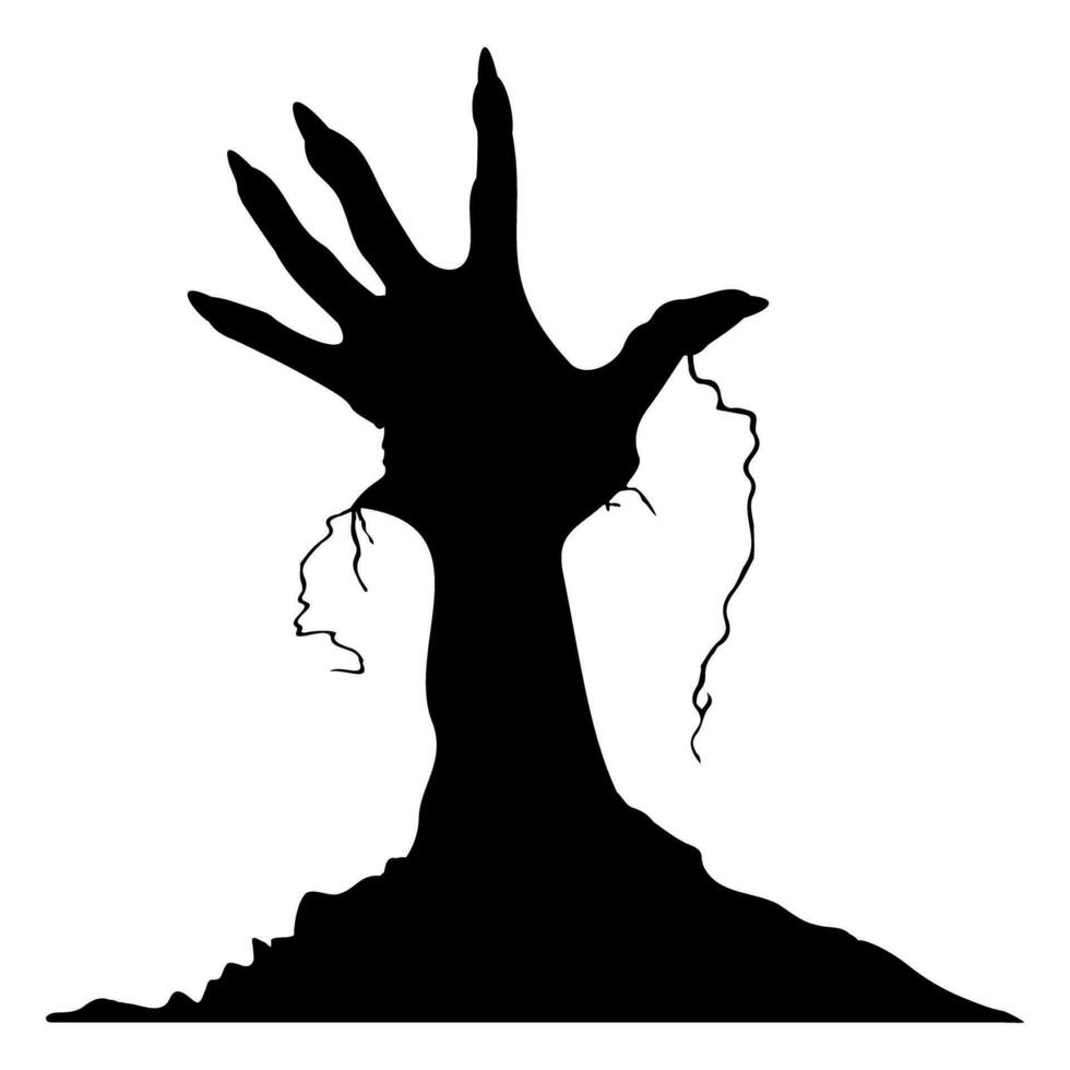Zombie hand coming out of the ground silhouette. Vector illustration