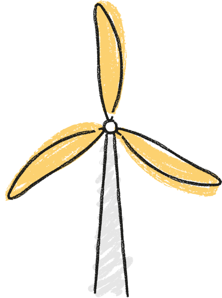 Power of Nature, Hand Drawn Doodle Line Art Wind Turbine Icon for Environmental Protection, Recycling, Eco-Friendly, and Planet Care png