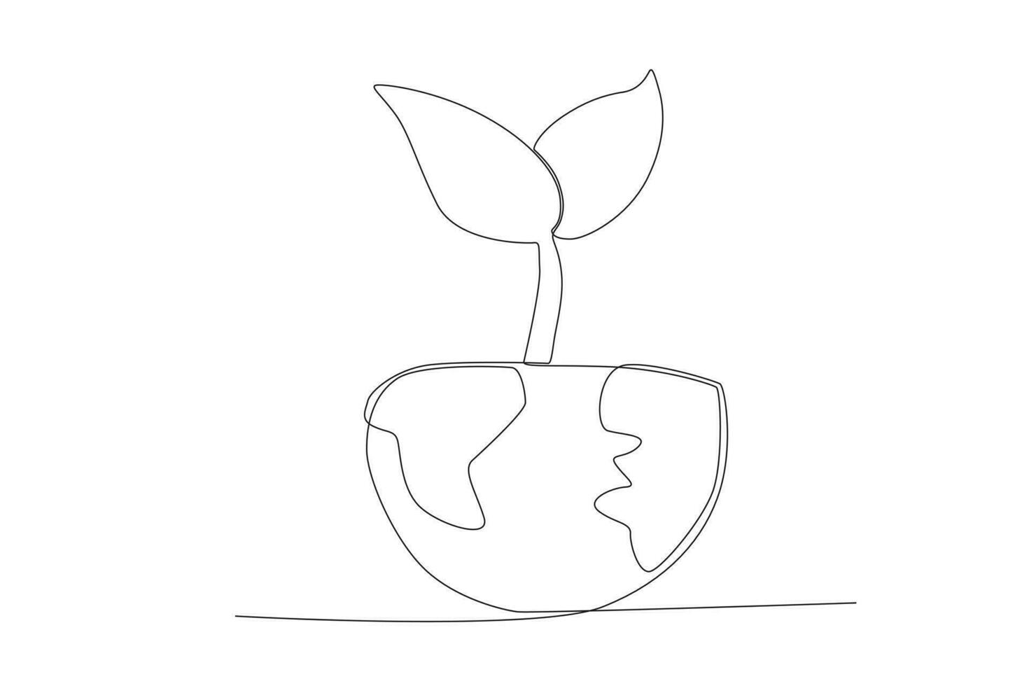 Vector a tree on half the earth world environment day oneline drawing