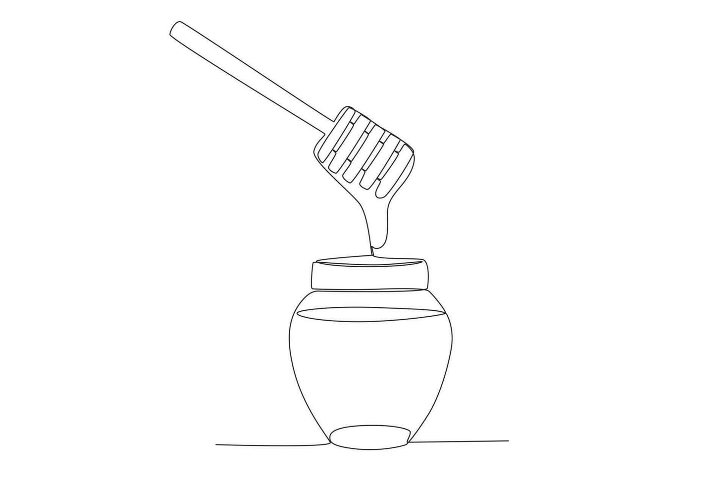 Vector continuous line drawing of honey bottle vector illustration
