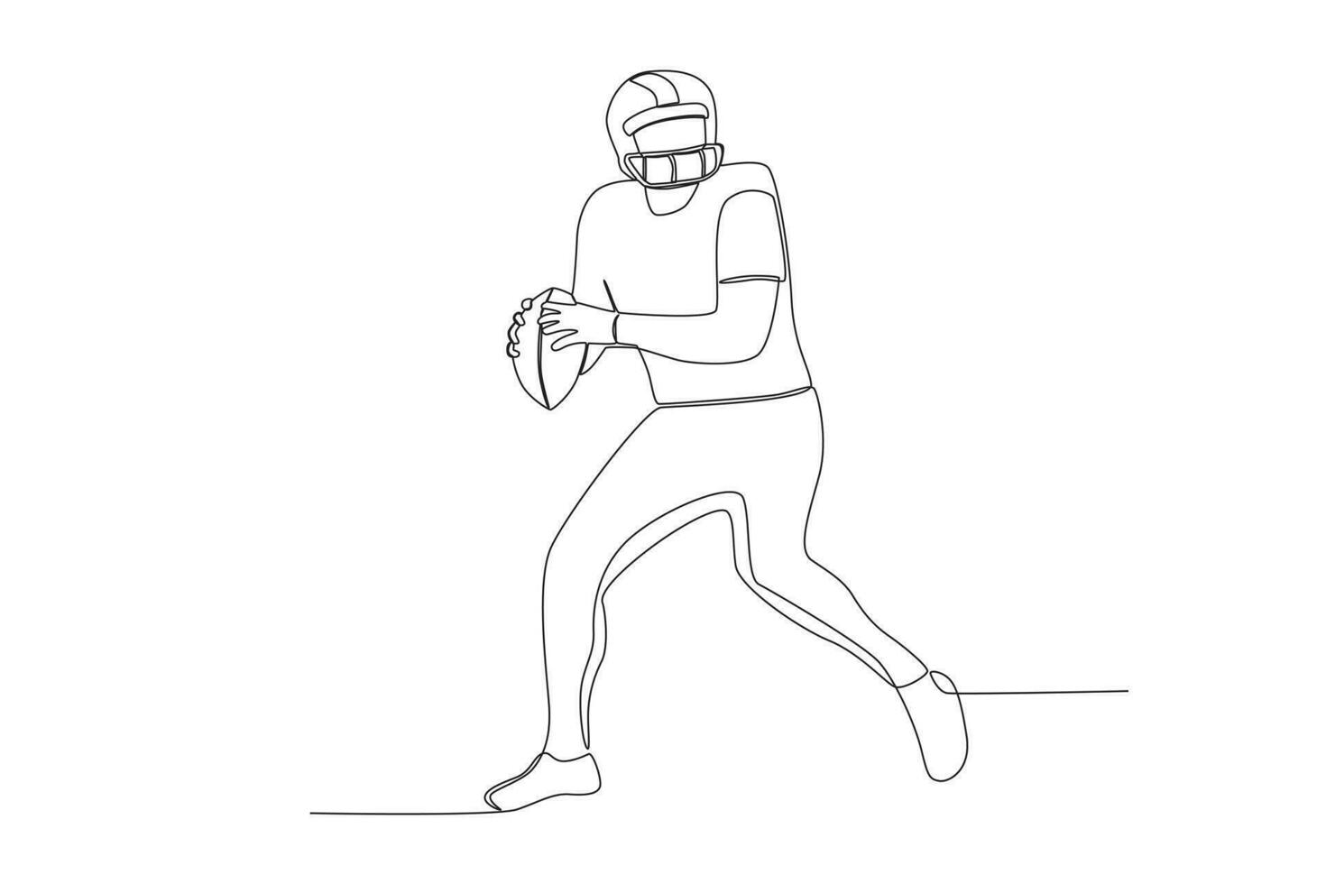 vector continuous line of american football player catches the ball