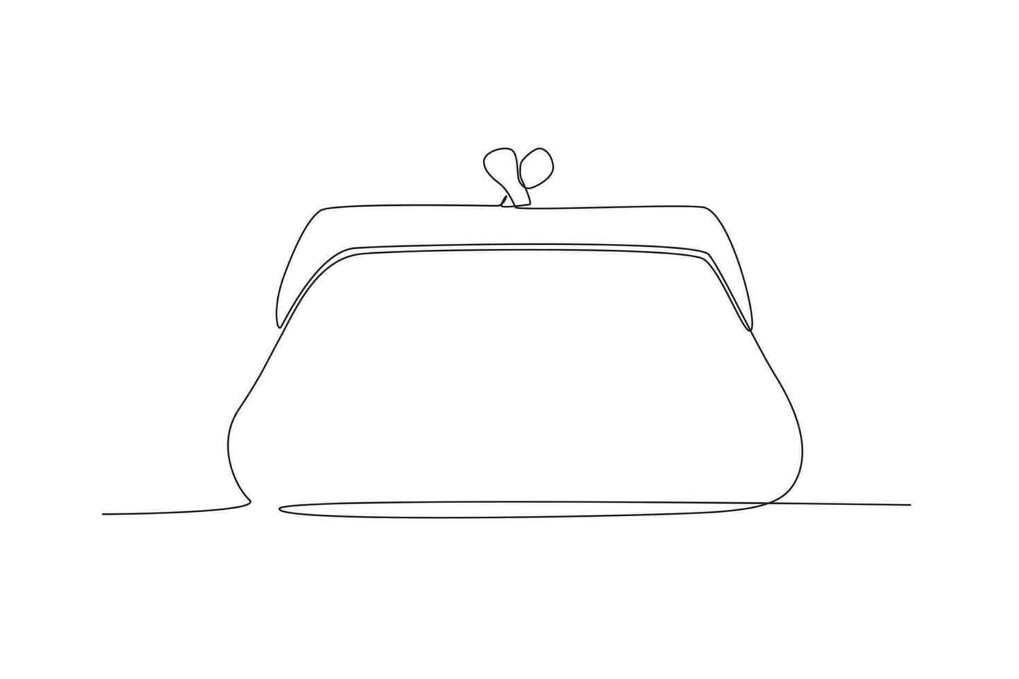 Vector continuous line art drawing of woman wallet