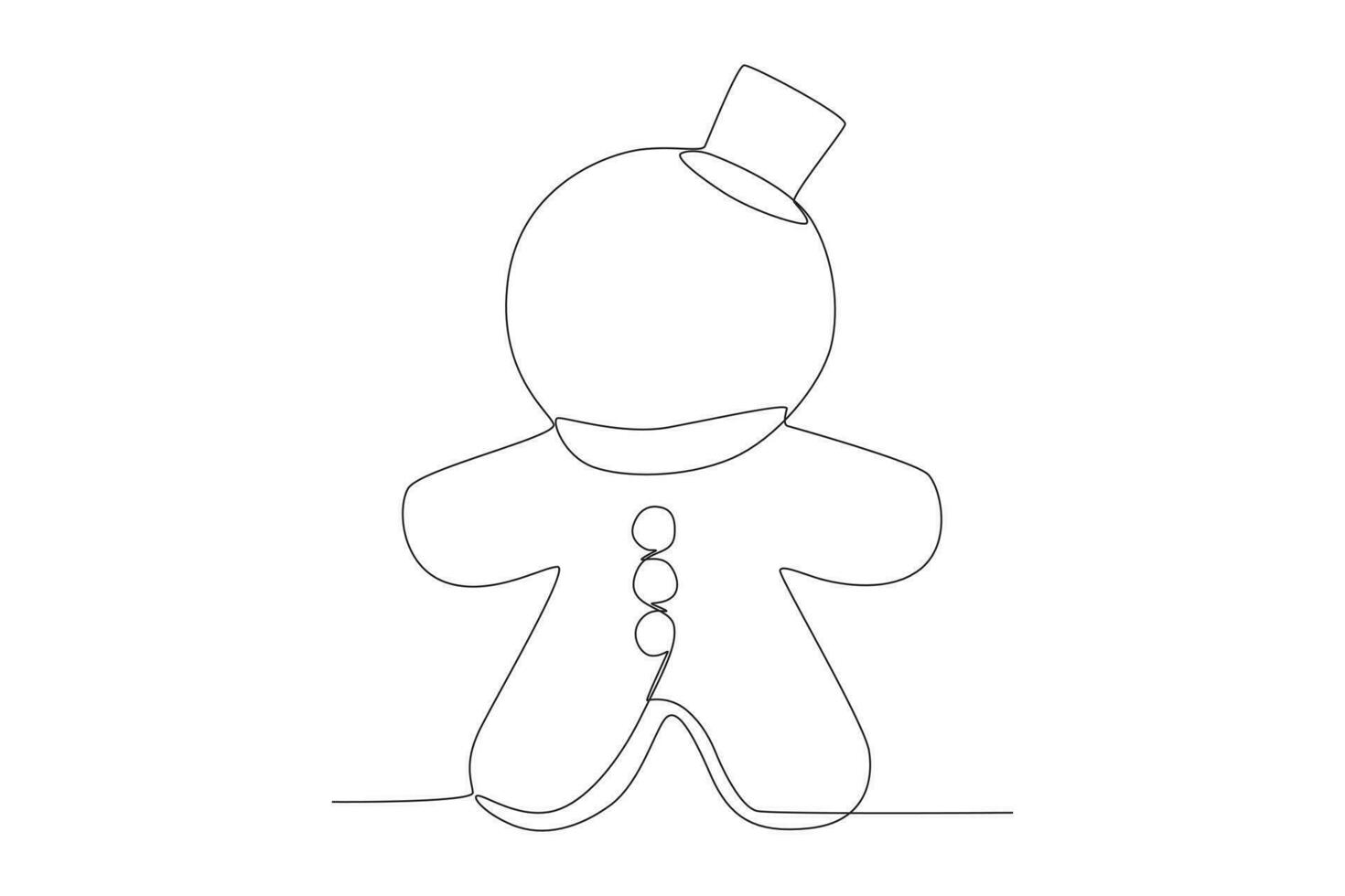 vector single continuous line drawing of Gingerbread with hat and scarves