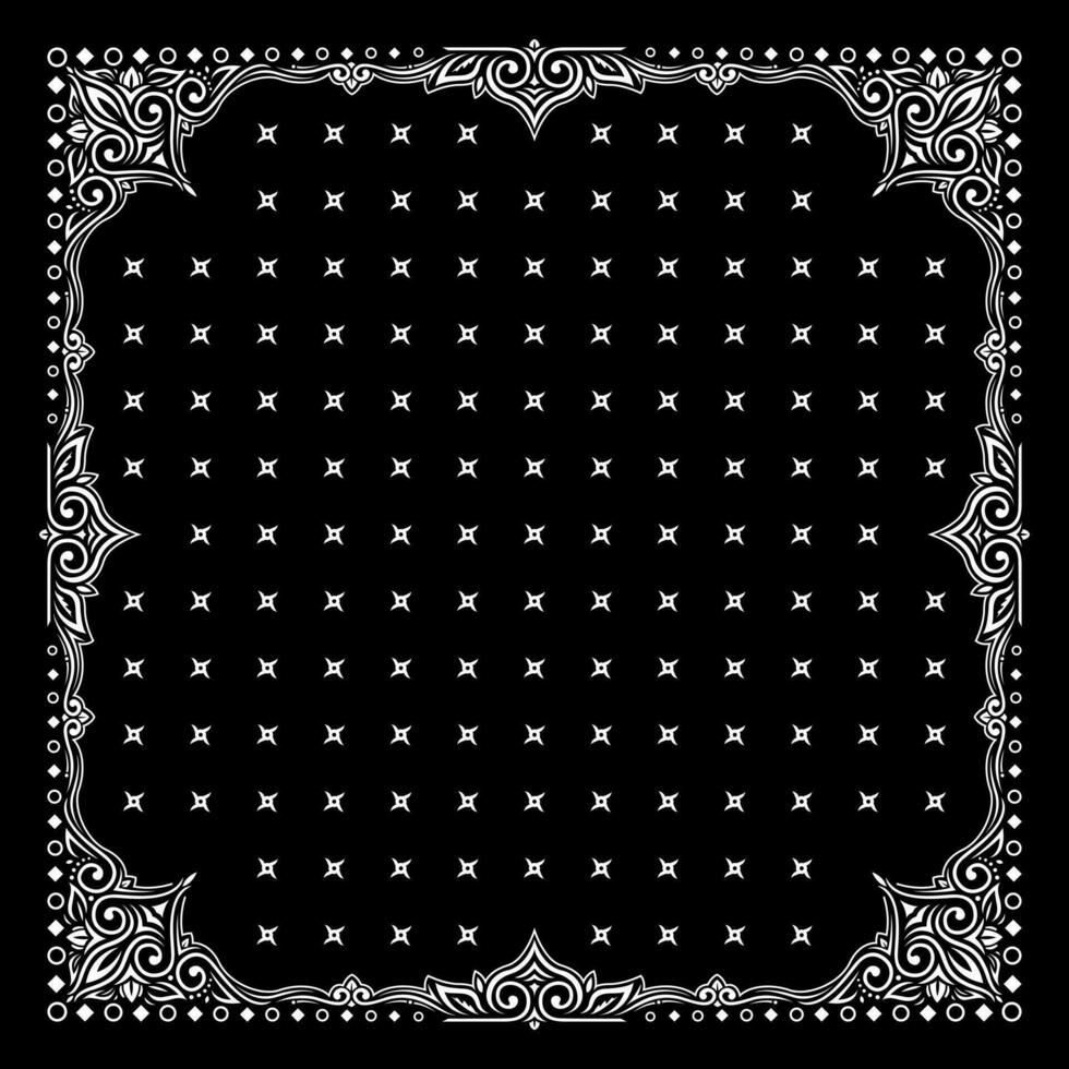 sencillo negro pañuelo decorado con blanco geométrico ornamento ese lata ser aplicado a telas de varios colores vector