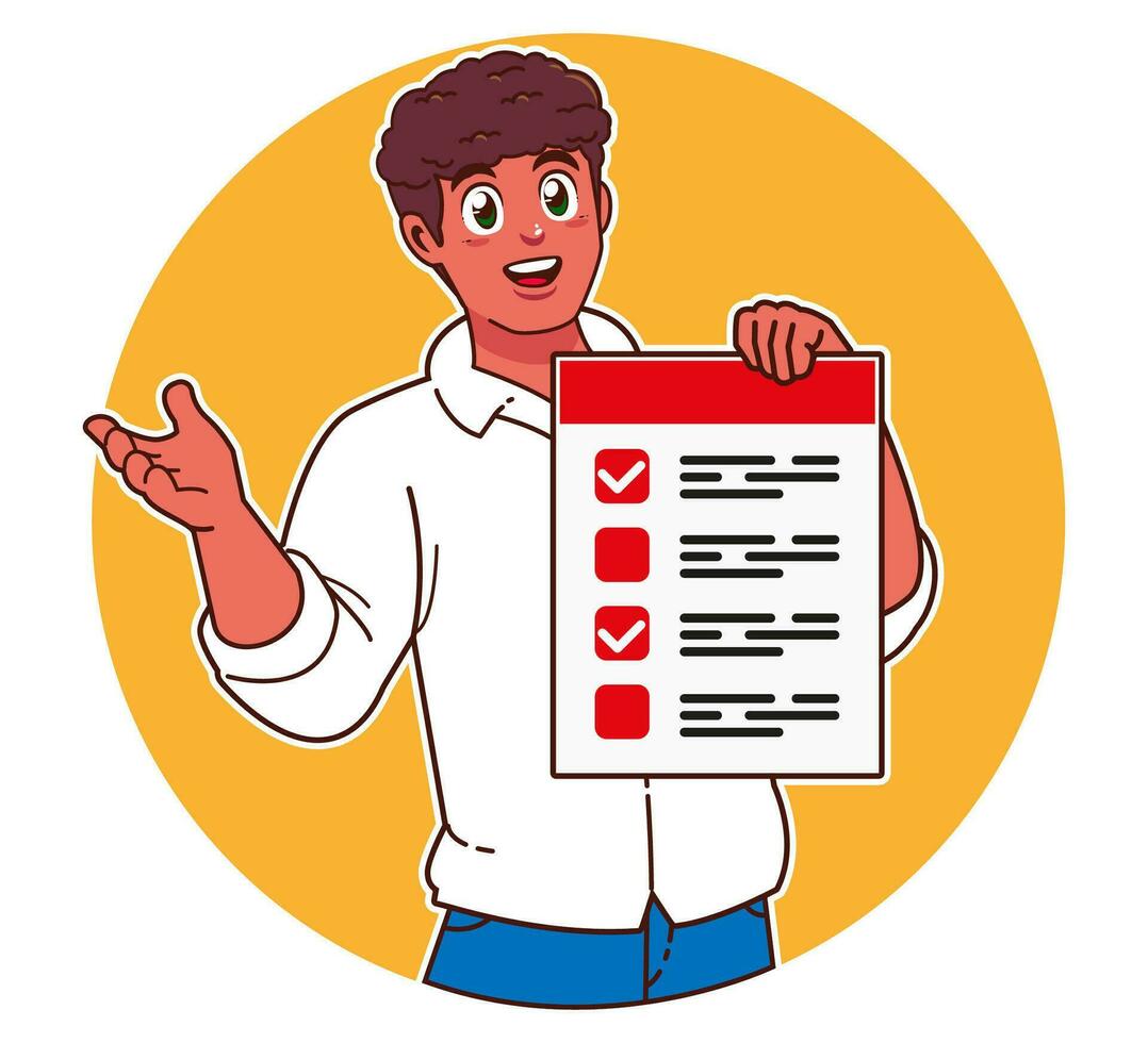 A black man holding form paper vector