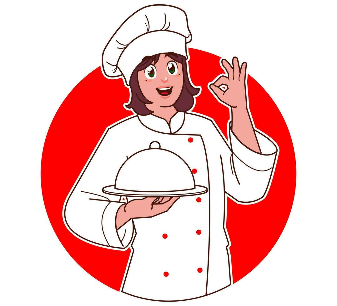 Cartoon female chef vector