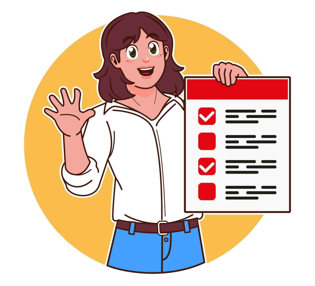 woman holding form paper vector