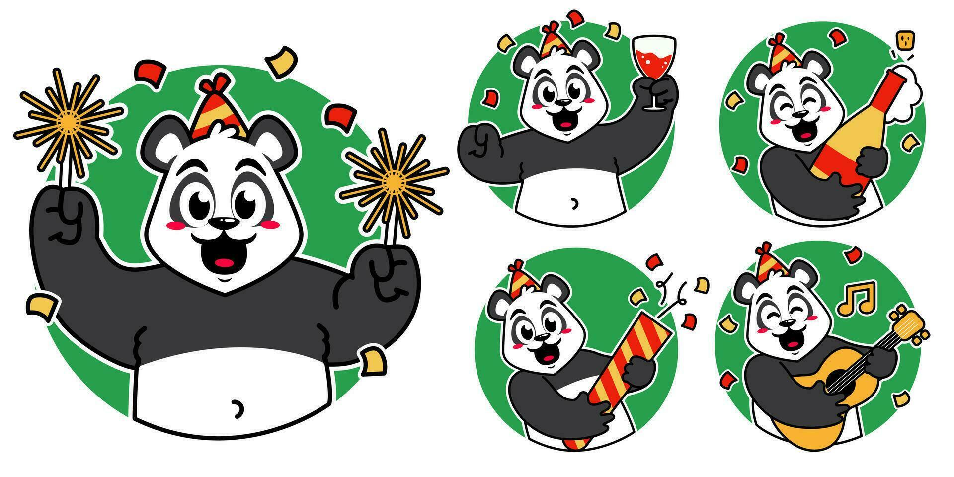 Birthday Panda Sticker vector